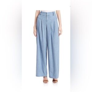 Alice + Olivia Trudie Extra Wide Leg High Waist Chambray Pant 2 NWOT